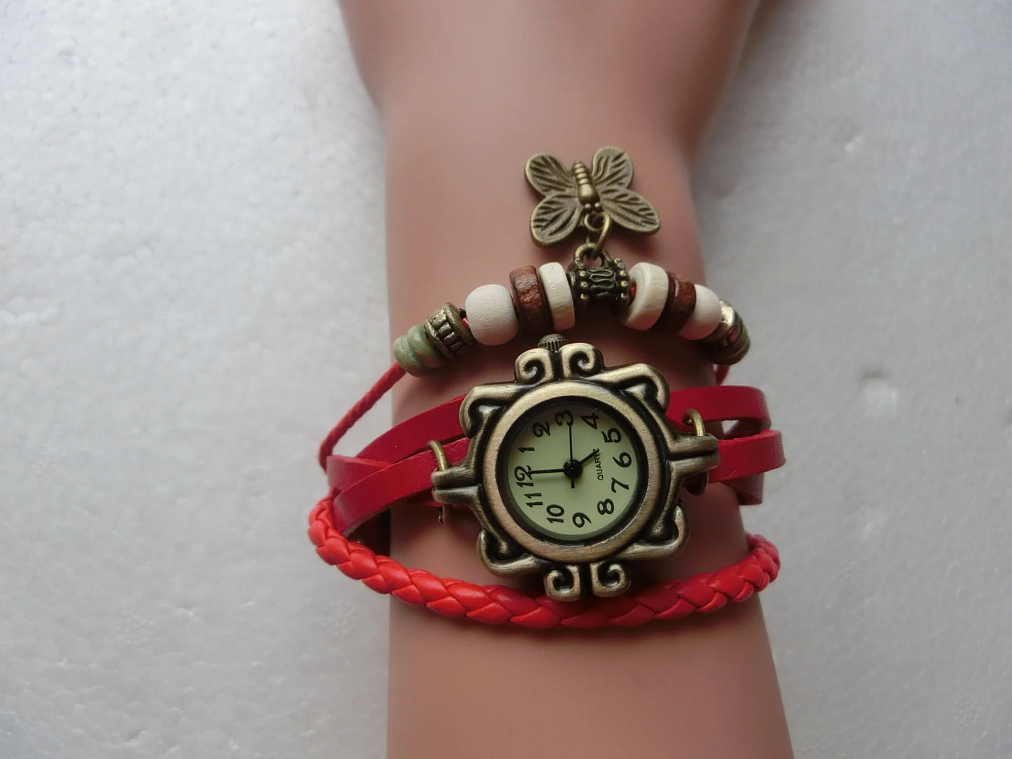 Comércio exterior relógio antigo moda couro envolto pulseira epiderme
