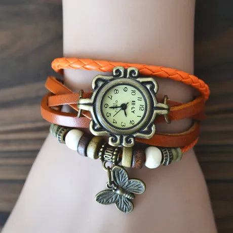 Comércio exterior relógio antigo moda couro envolto pulseira epiderme