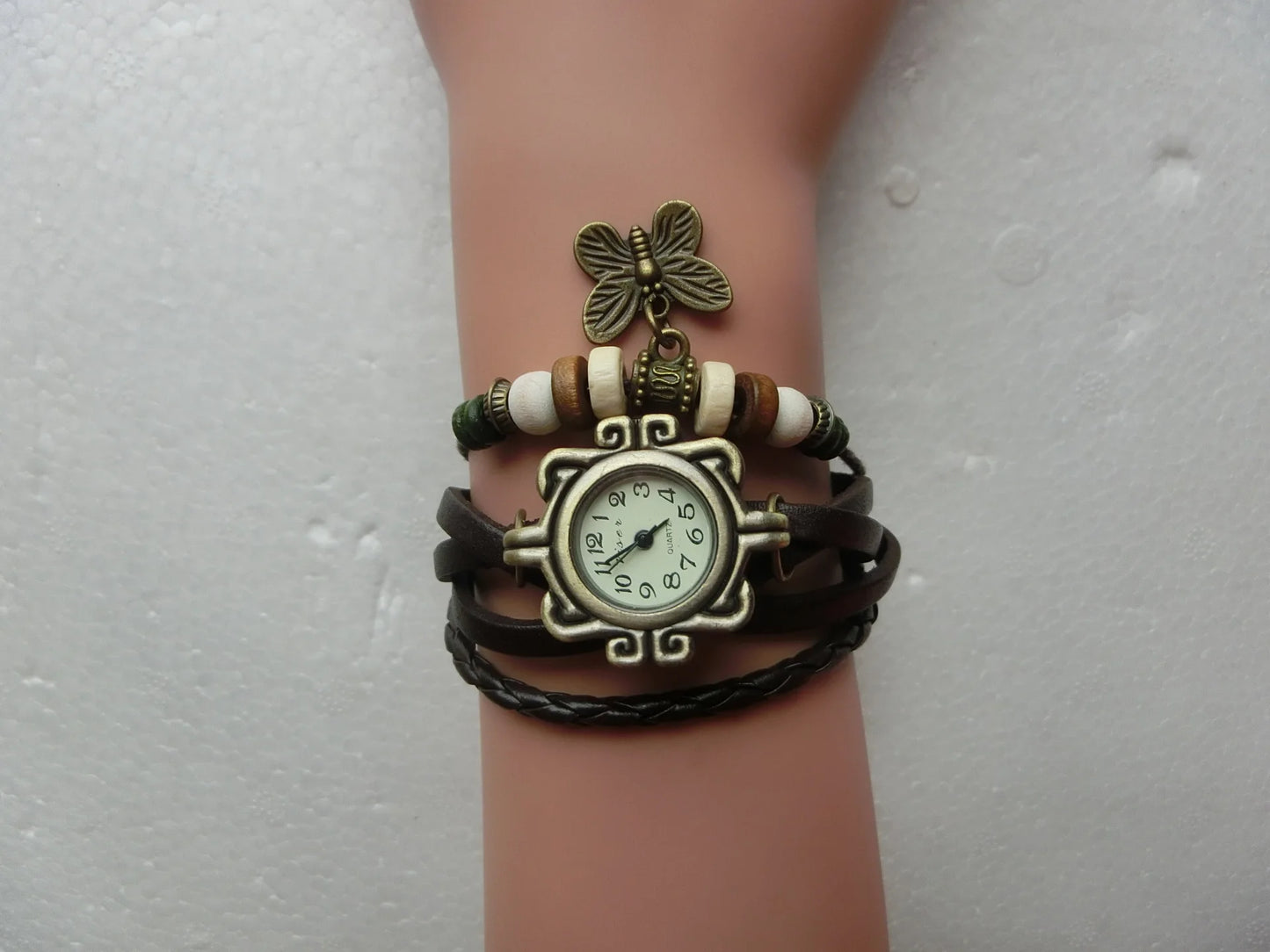 Comércio exterior relógio antigo moda couro envolto pulseira epiderme