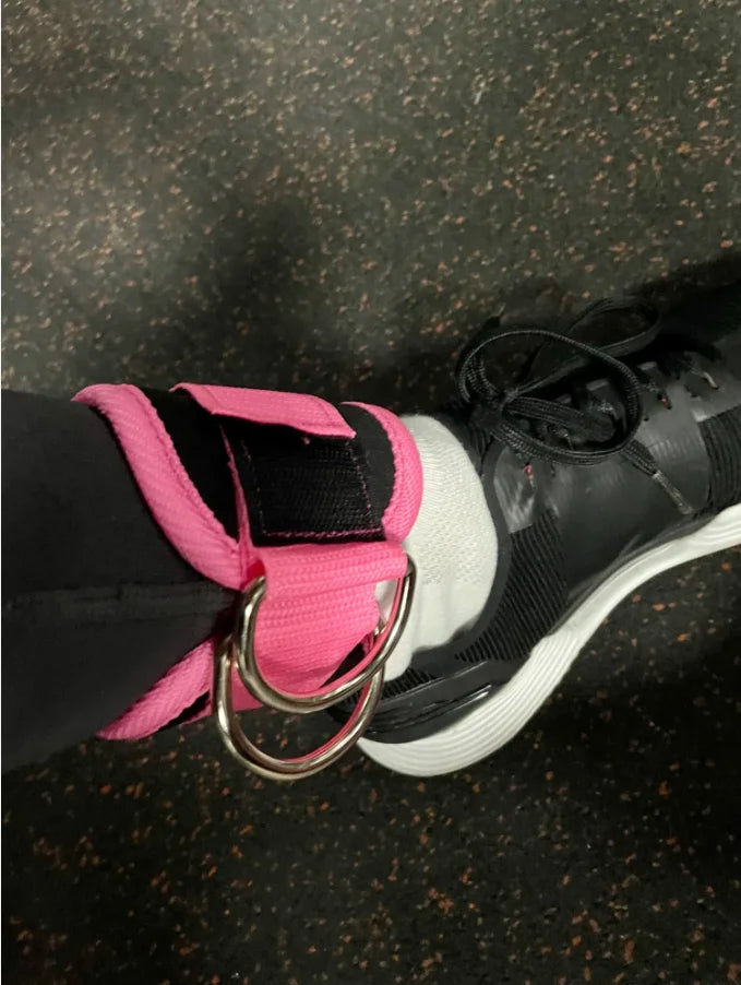 Alças de tornozelo com cabo e argola D dupla para exercícios de academia