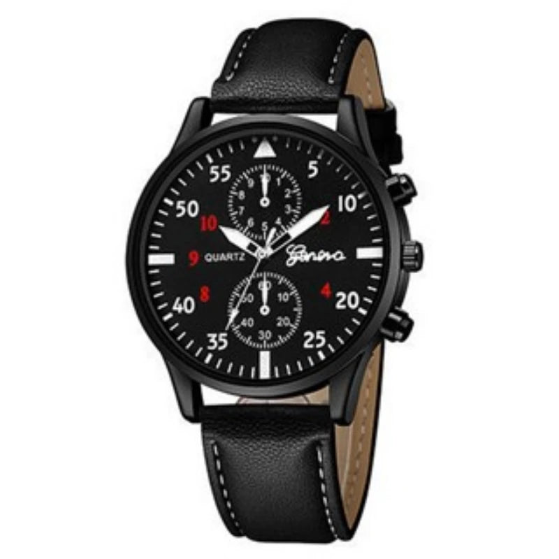 Conjunto de relógios masculinos Kegllect com pulseira casual de couro e relógios de quartzo