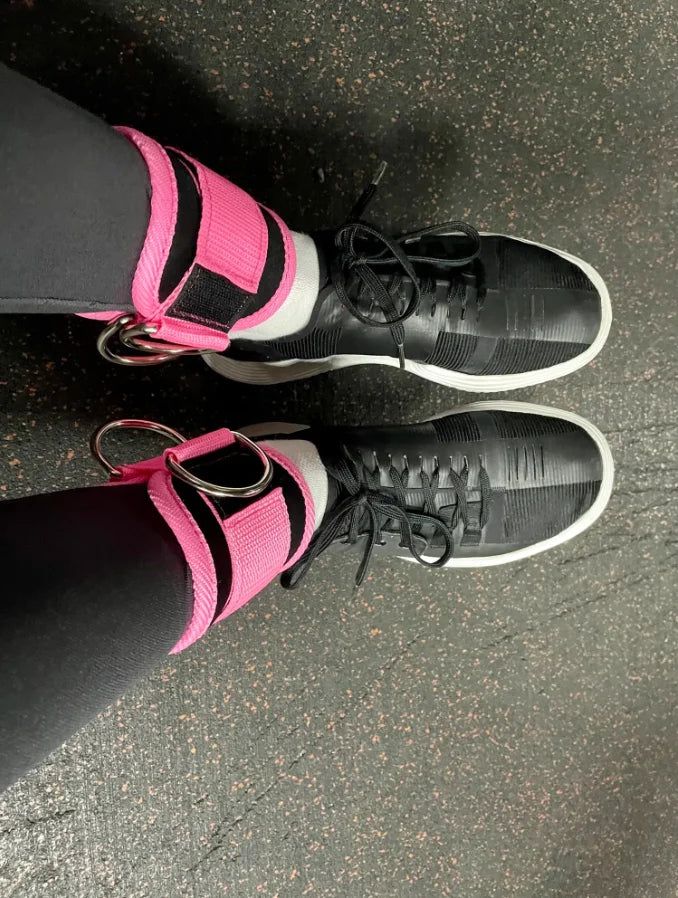Alças de tornozelo com cabo e argola D dupla para exercícios de academia