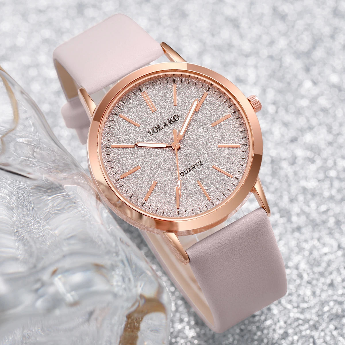 6 peças/conjunto Mulheres Pulseira de Couro Relógio de Quartzo e Amante