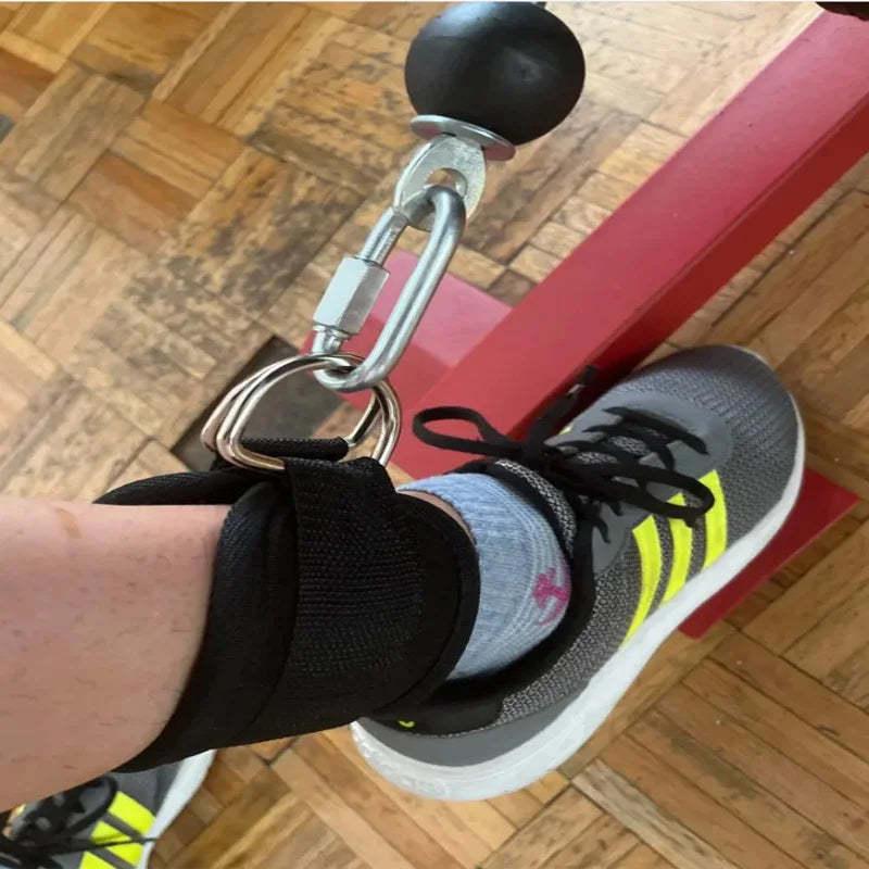 Alças de tornozelo com cabo e argola D dupla para exercícios de academia