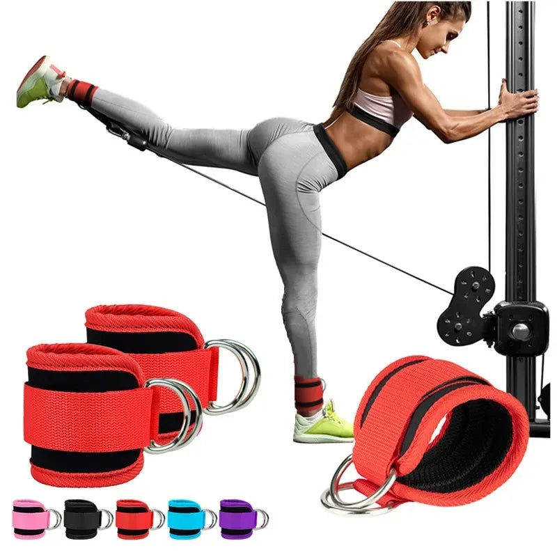 Alças de tornozelo com cabo e argola D dupla para exercícios de academia