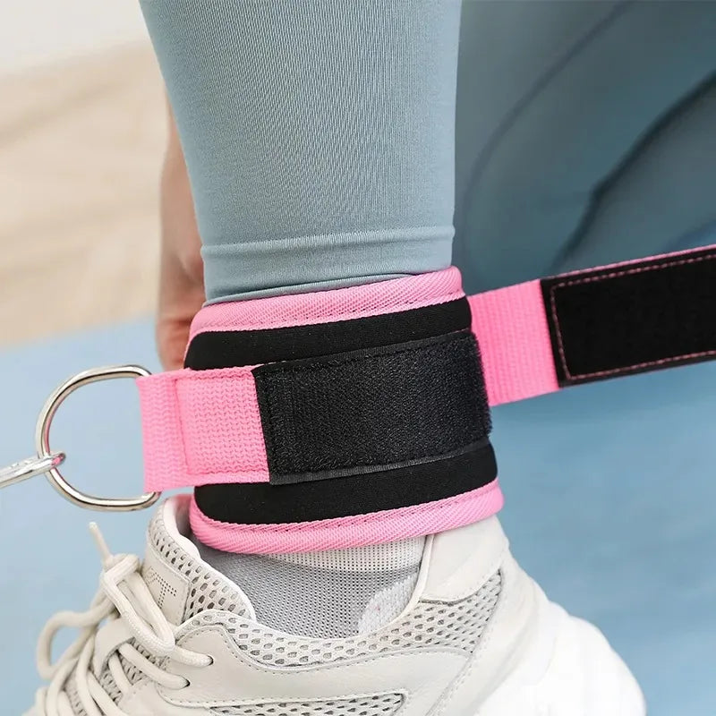 Alças de tornozelo com cabo e argola D dupla para exercícios de academia