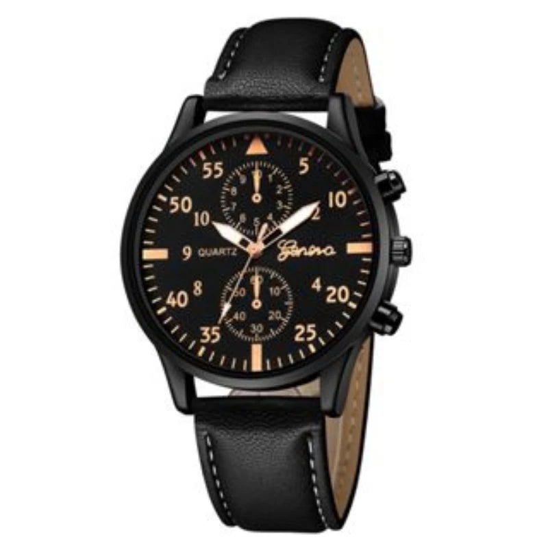 Conjunto de relógios masculinos Kegllect com pulseira casual de couro e relógios de quartzo