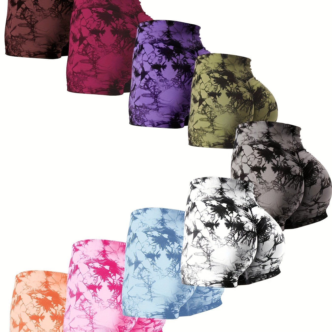 9 peças Tie Dye Shorts de treino para mulheres