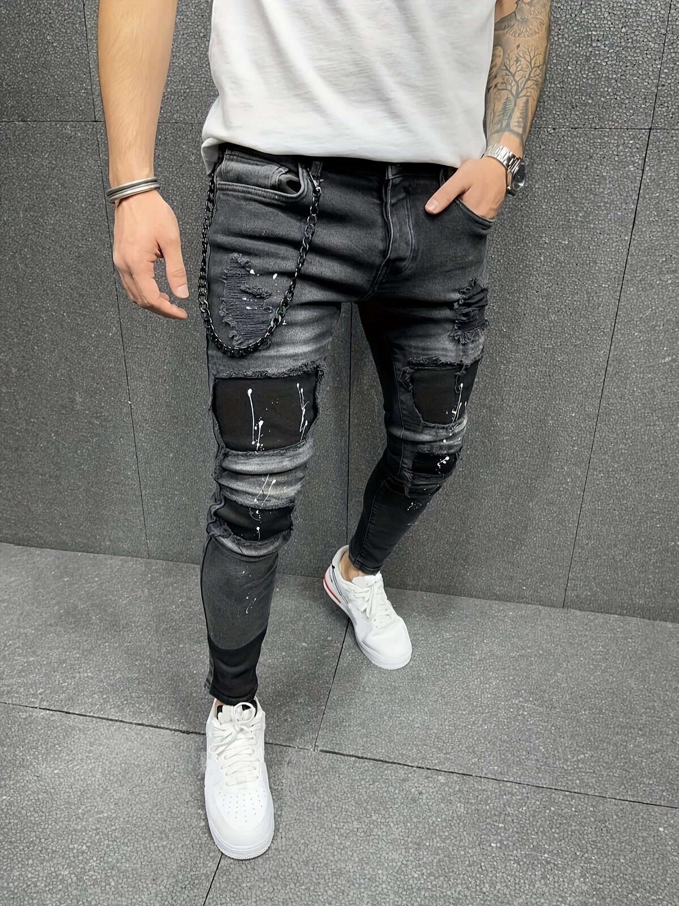 Conforto diário | Jeans masculino slim fit desgastado