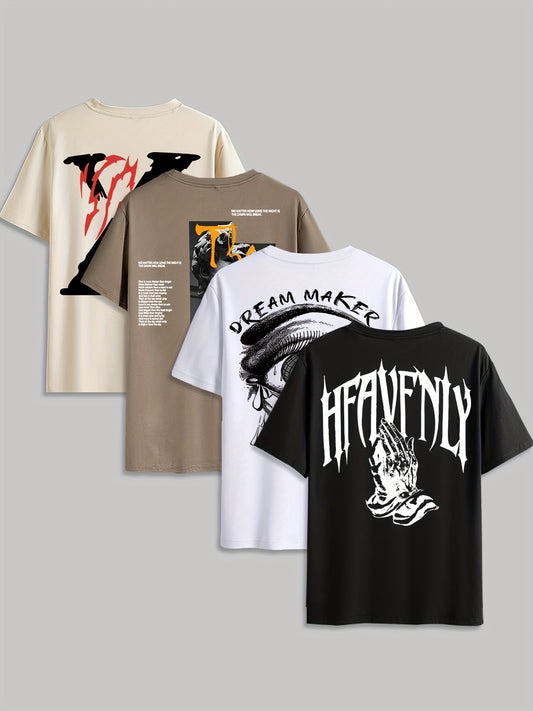 4 peças de camisetas gráficas masculinas - "Heavenly"