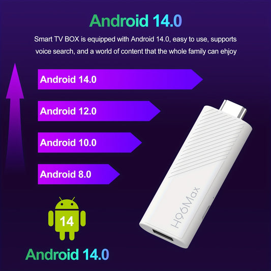 H96 MAX H313 Mini TV Stick Android 14 Quad Core Wifi6 BT5.04K@60fps ATV Launcher Google Assistant Media Player AI TV Stick