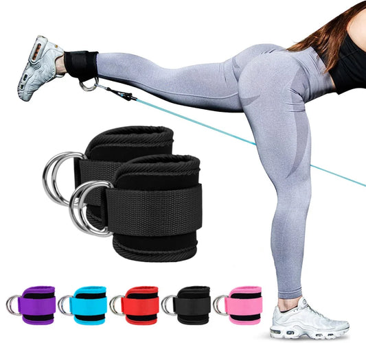 Alças de tornozelo com cabo e argola D dupla para exercícios de academia