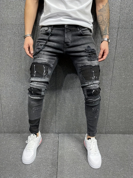 Conforto diário | Jeans masculino slim fit desgastado